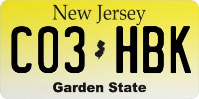 NJ license plate C03HBK