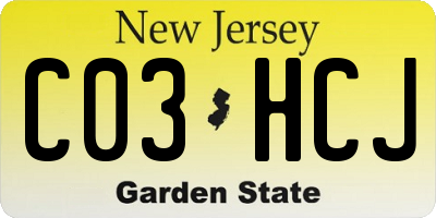 NJ license plate C03HCJ