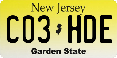 NJ license plate C03HDE