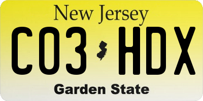 NJ license plate C03HDX