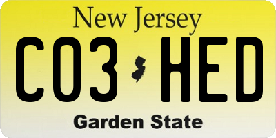 NJ license plate C03HED