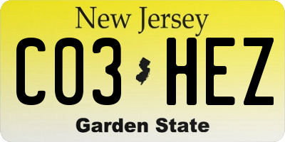 NJ license plate C03HEZ