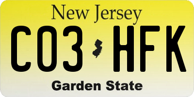 NJ license plate C03HFK
