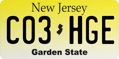 NJ license plate C03HGE