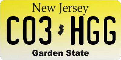 NJ license plate C03HGG