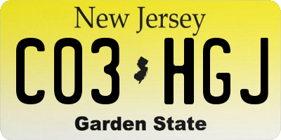 NJ license plate C03HGJ