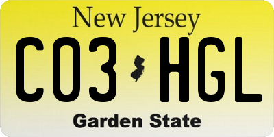 NJ license plate C03HGL