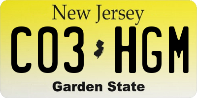 NJ license plate C03HGM