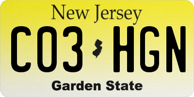 NJ license plate C03HGN