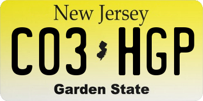 NJ license plate C03HGP