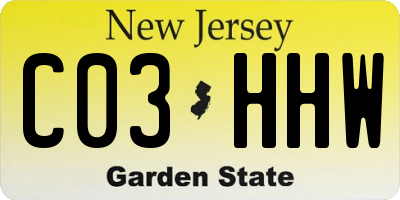 NJ license plate C03HHW