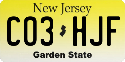 NJ license plate C03HJF