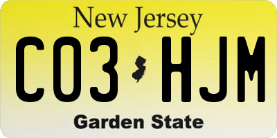 NJ license plate C03HJM