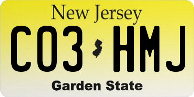 NJ license plate C03HMJ