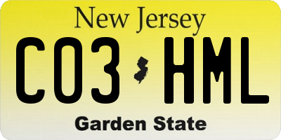 NJ license plate C03HML