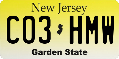 NJ license plate C03HMW