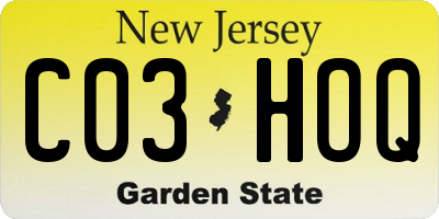 NJ license plate C03HOQ