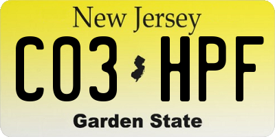 NJ license plate C03HPF