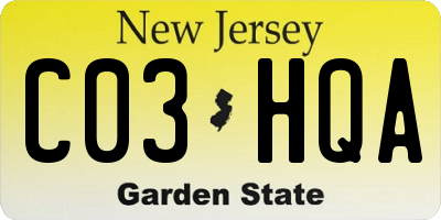 NJ license plate C03HQA