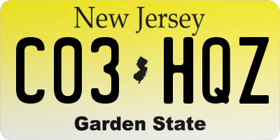 NJ license plate C03HQZ