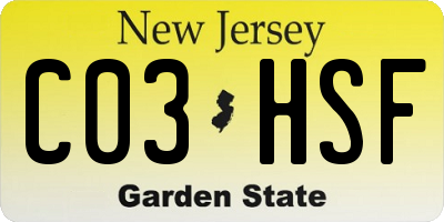 NJ license plate C03HSF