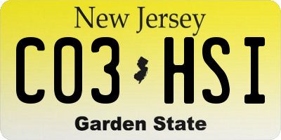 NJ license plate C03HSI