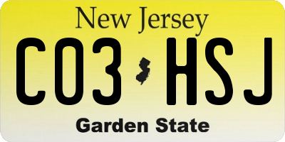 NJ license plate C03HSJ
