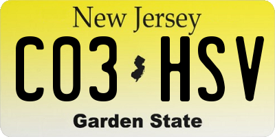 NJ license plate C03HSV