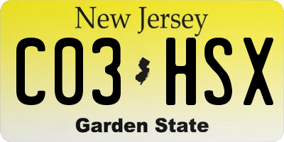 NJ license plate C03HSX