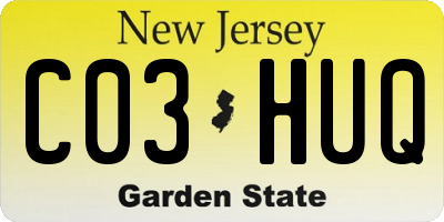 NJ license plate C03HUQ