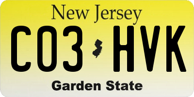 NJ license plate C03HVK