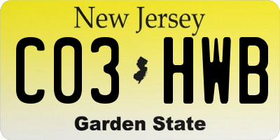NJ license plate C03HWB
