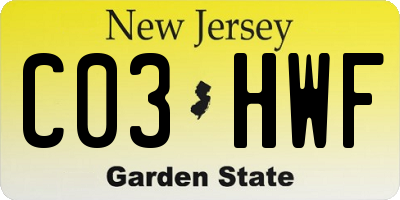 NJ license plate C03HWF