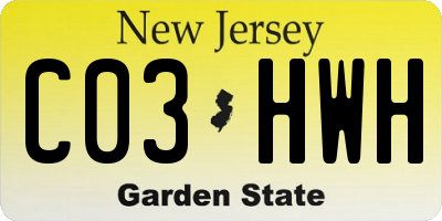 NJ license plate C03HWH