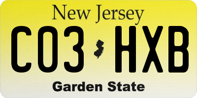 NJ license plate C03HXB
