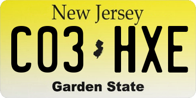 NJ license plate C03HXE