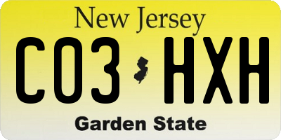 NJ license plate C03HXH