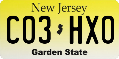 NJ license plate C03HXO