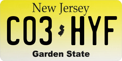 NJ license plate C03HYF