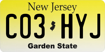 NJ license plate C03HYJ