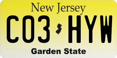 NJ license plate C03HYW