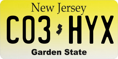 NJ license plate C03HYX