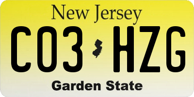 NJ license plate C03HZG