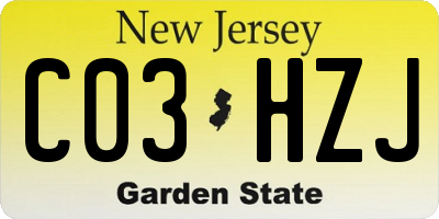 NJ license plate C03HZJ