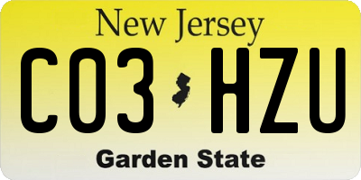 NJ license plate C03HZU