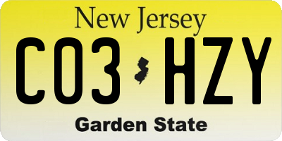 NJ license plate C03HZY