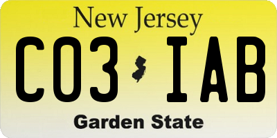 NJ license plate C03IAB