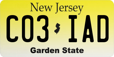 NJ license plate C03IAD