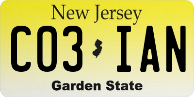NJ license plate C03IAN