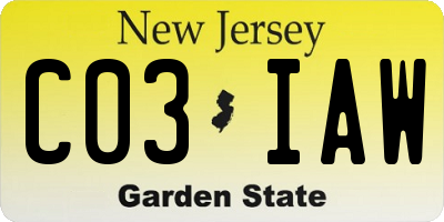 NJ license plate C03IAW